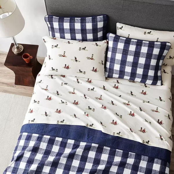 imageEddie Bauer  Queen Sheets Cotton Flannel Bedding Set Brushed For Extra Softness Cozy Home Decor Montlake Plaid QueenRetriever Adventure IvoryMulti Twin