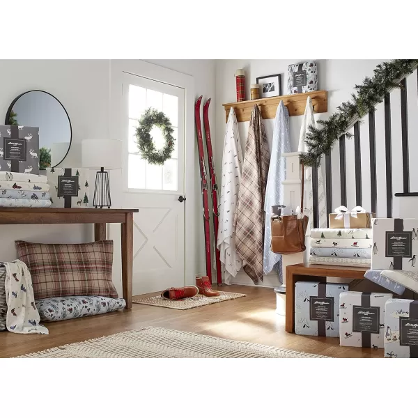 imageEddie Bauer  Queen Sheets Cotton Flannel Bedding Set Brushed For Extra Softness Cozy Home Decor Montlake Plaid QueenRetriever Adventure IvoryMulti Twin