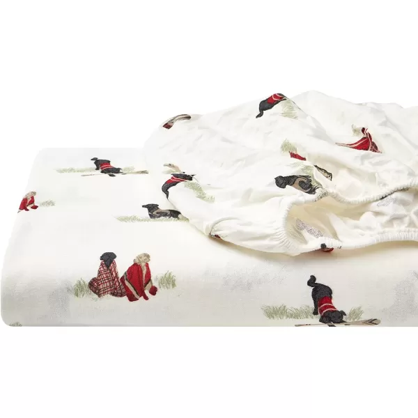 imageEddie Bauer  Queen Sheets Cotton Flannel Bedding Set Brushed For Extra Softness Cozy Home Decor Montlake Plaid QueenRetriever Adventure IvoryMulti Twin