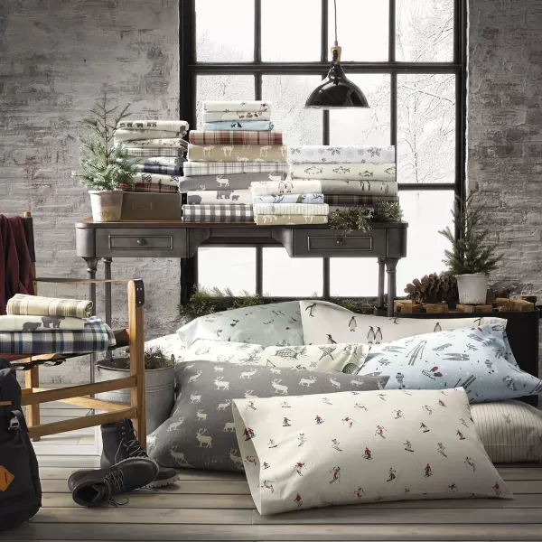 imageEddie Bauer  Queen Sheets Cotton Flannel Bedding Set Brushed For Extra Softness Cozy Home Decor Montlake Plaid QueenSchool of Fish GreenWhite Full