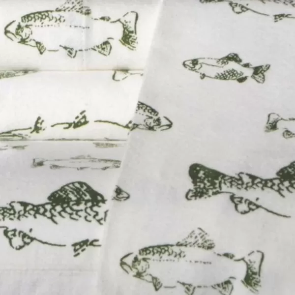 imageEddie Bauer  Queen Sheets Cotton Flannel Bedding Set Brushed For Extra Softness Cozy Home Decor Montlake Plaid QueenSchool of Fish GreenWhite Queen