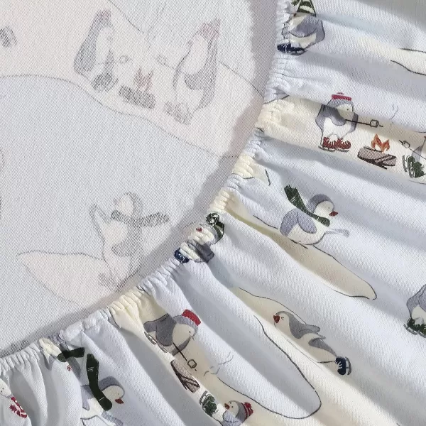imageEddie Bauer  Queen Sheets Cotton Flannel Bedding Set Brushed For Extra Softness Cozy Home Decor Montlake Plaid QueenSkating Penguin Light Blue Full