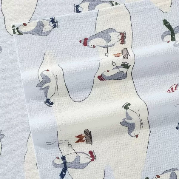 imageEddie Bauer  Queen Sheets Cotton Flannel Bedding Set Brushed For Extra Softness Cozy Home Decor Montlake Plaid QueenSkating Penguin Light Blue Full