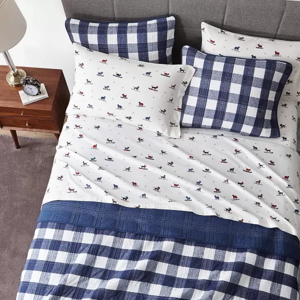 imageEddie Bauer  Queen Sheets Cotton Flannel Bedding Set Brushed For Extra Softness Cozy Home Decor Montlake Plaid QueenSki Patrol WhiteMulti Full