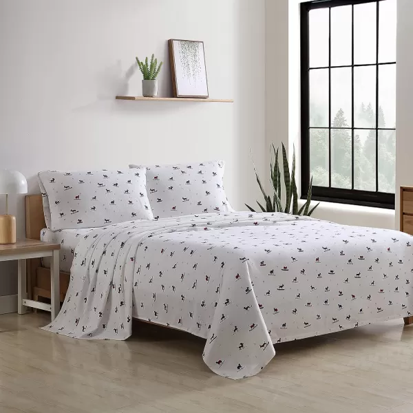 imageEddie Bauer  Queen Sheets Cotton Flannel Bedding Set Brushed For Extra Softness Cozy Home Decor Montlake Plaid QueenSki Patrol WhiteMulti Full