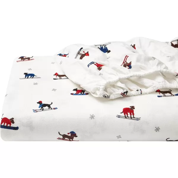 imageEddie Bauer  Queen Sheets Cotton Flannel Bedding Set Brushed For Extra Softness Cozy Home Decor Montlake Plaid QueenSki Patrol WhiteMulti Full