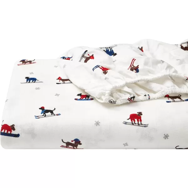 imageEddie Bauer  Queen Sheets Cotton Flannel Bedding Set Brushed For Extra Softness Cozy Home Decor Montlake Plaid QueenSki Patrol WhiteMulti Twin