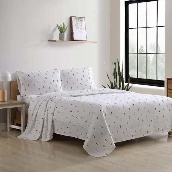imageEddie Bauer  Queen Sheets Cotton Flannel Bedding Set Brushed For Extra Softness Cozy Home Decor Montlake Plaid QueenSki Slope WhiteMulti Queen