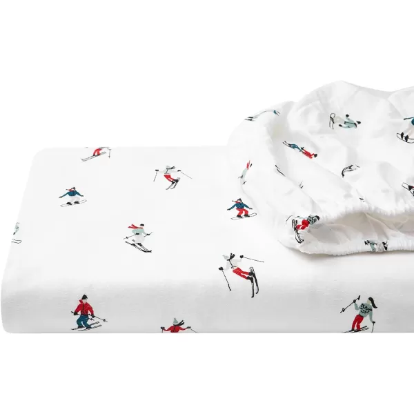 imageEddie Bauer  Queen Sheets Cotton Flannel Bedding Set Brushed For Extra Softness Cozy Home Decor Montlake Plaid QueenSki Slope WhiteMulti Queen