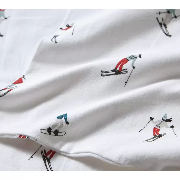 imageEddie Bauer  Queen Sheets Cotton Flannel Bedding Set Brushed For Extra Softness Cozy Home Decor Montlake Plaid QueenSki Slope WhiteMulti Queen