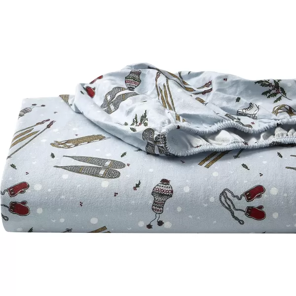 imageEddie Bauer  Queen Sheets Cotton Flannel Bedding Set Brushed For Extra Softness Cozy Home Decor Montlake Plaid QueenSnow Days Pale Blue King