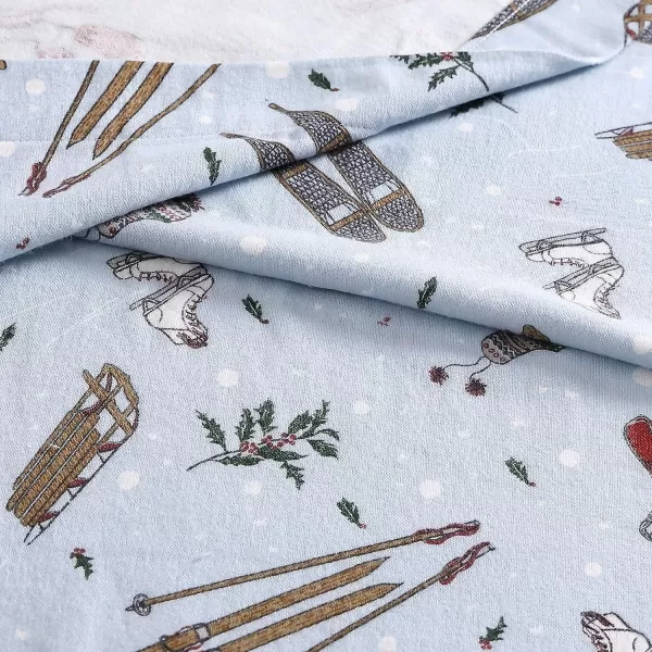 imageEddie Bauer  Queen Sheets Cotton Flannel Bedding Set Brushed For Extra Softness Cozy Home Decor Montlake Plaid QueenSnow Days Pale Blue King