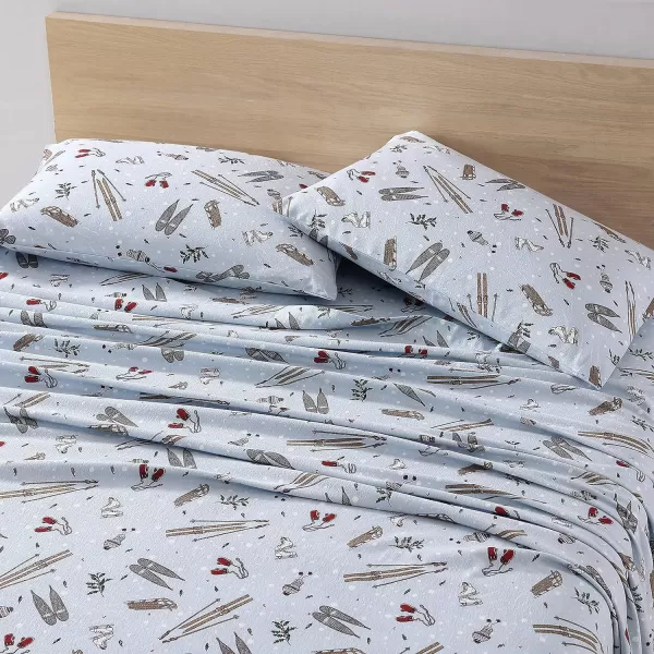 imageEddie Bauer  Queen Sheets Cotton Flannel Bedding Set Brushed For Extra Softness Cozy Home Decor Montlake Plaid QueenSnow Days Pale Blue King