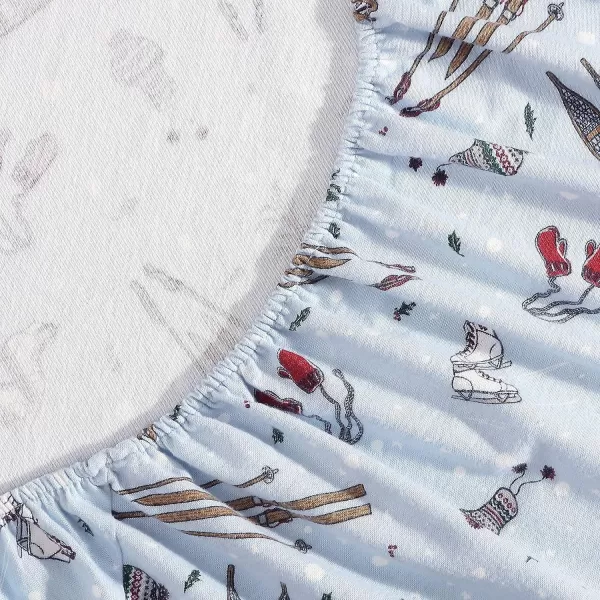 imageEddie Bauer  Queen Sheets Cotton Flannel Bedding Set Brushed For Extra Softness Cozy Home Decor Montlake Plaid QueenSnow Days Pale Blue Twin