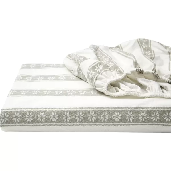 imageEddie Bauer  Queen Sheets Cotton Flannel Bedding Set Brushed For Extra Softness Cozy Home Decor Montlake Plaid QueenSnowflake Fair Isle GreyWhite Full