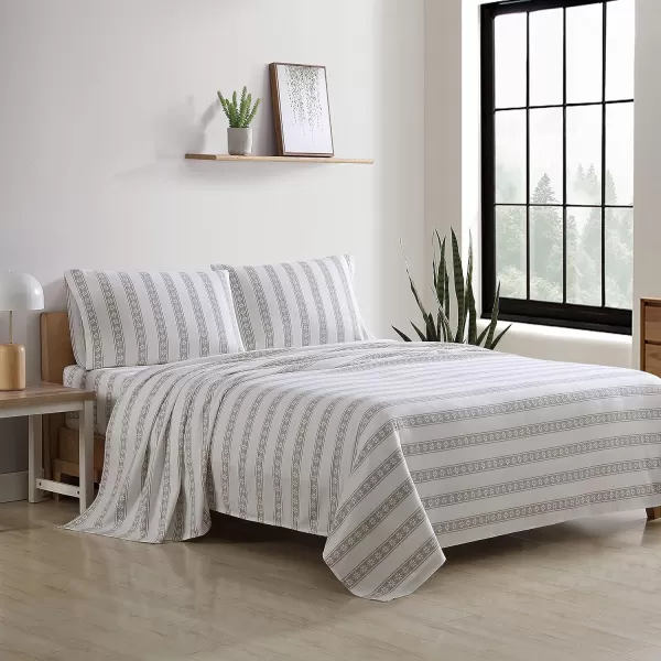imageEddie Bauer  Queen Sheets Cotton Flannel Bedding Set Brushed For Extra Softness Cozy Home Decor Montlake Plaid QueenSnowflake Fair Isle GreyWhite Full
