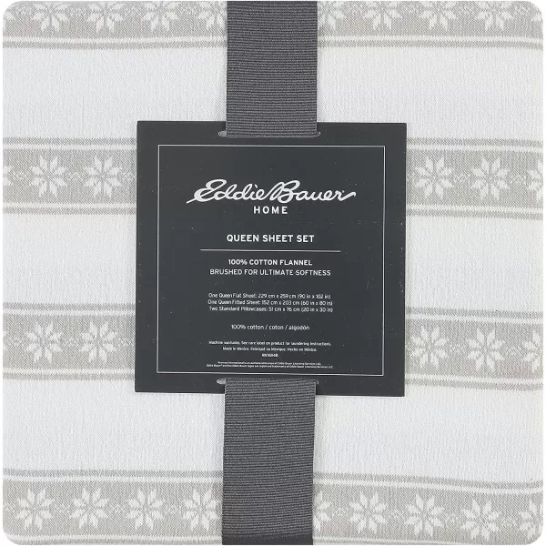 imageEddie Bauer  Queen Sheets Cotton Flannel Bedding Set Brushed For Extra Softness Cozy Home Decor Montlake Plaid QueenSnowflake Fair Isle GreyWhite Full