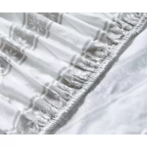 imageEddie Bauer  Queen Sheets Cotton Flannel Bedding Set Brushed For Extra Softness Cozy Home Decor Montlake Plaid QueenSnowflake Fair Isle GreyWhite Full