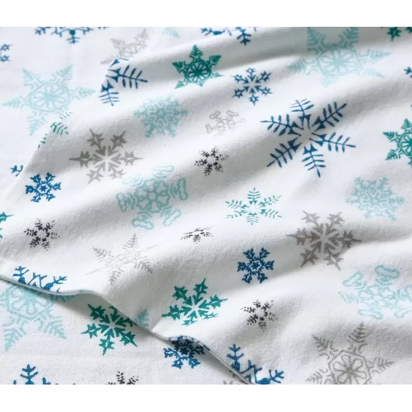 imageEddie Bauer  Queen Sheets Cotton Flannel Bedding Set Brushed For Extra Softness Cozy Home Decor Montlake Plaid QueenTossed Snowflake BlueWhite Queen