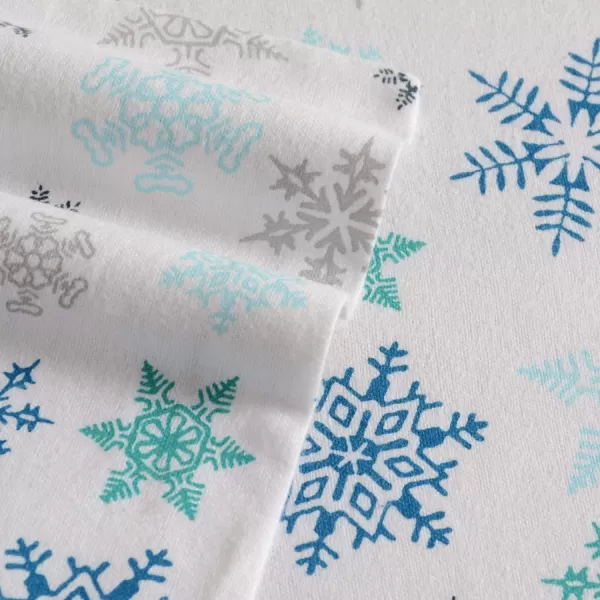 imageEddie Bauer  Queen Sheets Cotton Flannel Bedding Set Brushed For Extra Softness Cozy Home Decor Montlake Plaid QueenTossed Snowflake BlueWhite Queen