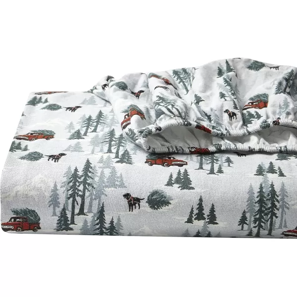 imageEddie Bauer  Queen Sheets Cotton Flannel Bedding Set Brushed For Extra Softness Cozy Home Decor Montlake Plaid QueenTree Farm Light Blue Full