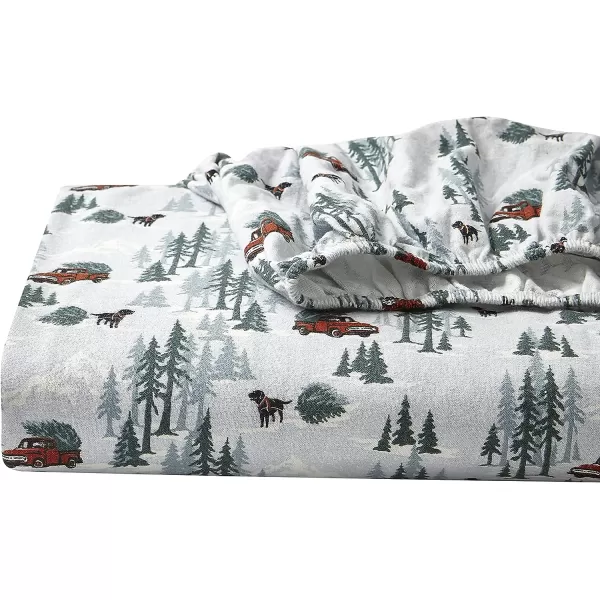 imageEddie Bauer  Queen Sheets Cotton Flannel Bedding Set Brushed For Extra Softness Cozy Home Decor Montlake Plaid QueenTree Farm Light Blue Twin