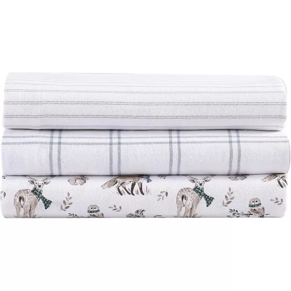 imageEddie Bauer  Queen Sheets Cotton Flannel Bedding Set Brushed For Extra Softness Cozy Home Decor Montlake Plaid QueenWoodland Friends BrownBlueWhite Full