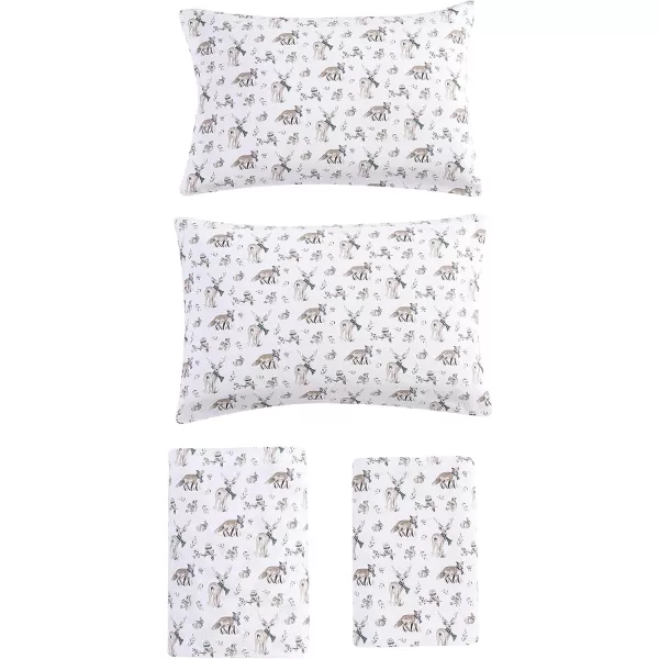 imageEddie Bauer  Queen Sheets Cotton Flannel Bedding Set Brushed For Extra Softness Cozy Home Decor Montlake Plaid QueenWoodland Friends BrownBlueWhite Full