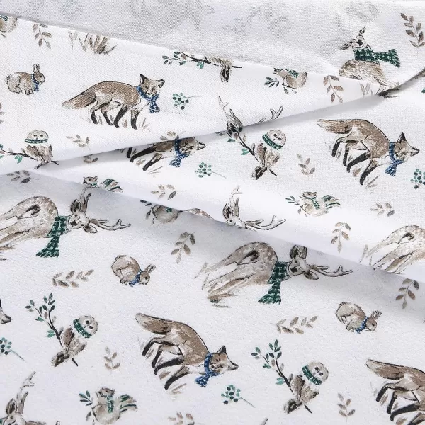 imageEddie Bauer  Queen Sheets Cotton Flannel Bedding Set Brushed For Extra Softness Cozy Home Decor Montlake Plaid QueenWoodland Friends BrownBlueWhite Queen