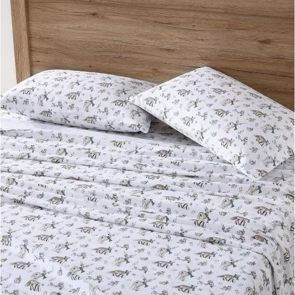 imageEddie Bauer  Queen Sheets Cotton Flannel Bedding Set Brushed For Extra Softness Cozy Home Decor Montlake Plaid QueenWoodland Friends BrownBlueWhite Twin