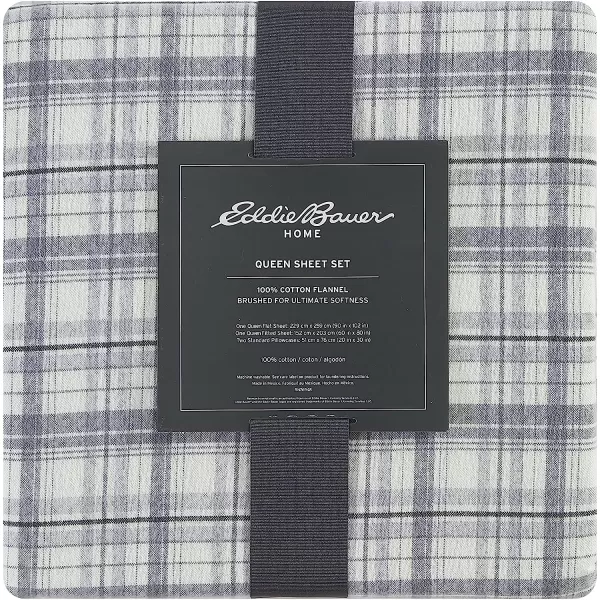 imageEddie Bauer  Queen Sheets Cotton Flannel Bedding Set Brushed for Extra Softness Cozy Home Decor Elk Grove Silver QueenBeacon Hill Ivory King Sheet Set