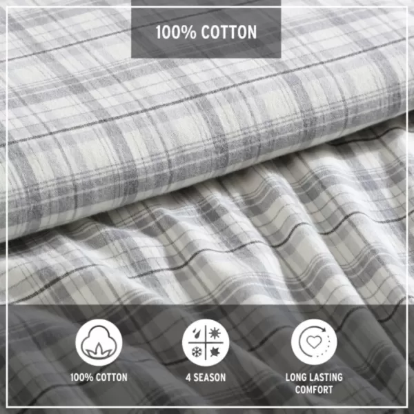 imageEddie Bauer  Queen Sheets Cotton Flannel Bedding Set Brushed for Extra Softness Cozy Home Decor Elk Grove Silver QueenBeacon Hill Ivory Twin Sheet Set
