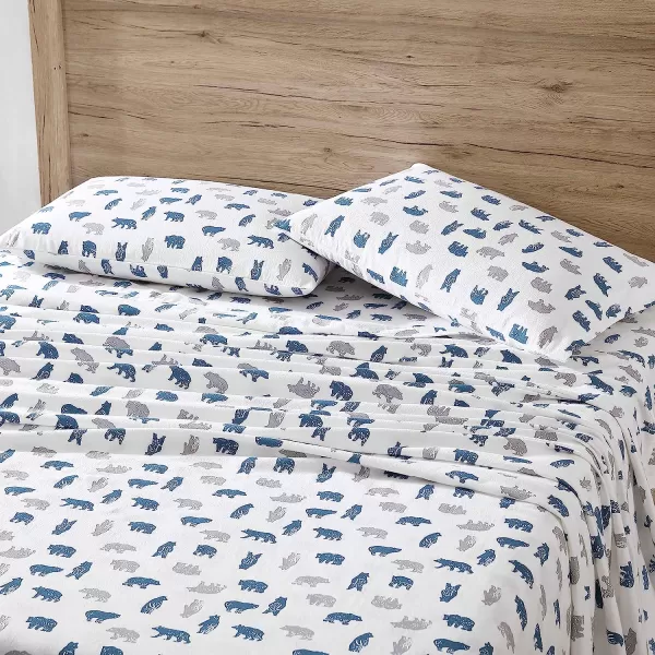 imageEddie Bauer  Queen Sheets Cotton Flannel Bedding Set Brushed for Extra Softness Cozy Home Decor Elk Grove Silver QueenBear Mountain Grey Full Sheet Set