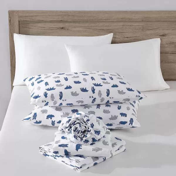 imageEddie Bauer  Queen Sheets Cotton Flannel Bedding Set Brushed for Extra Softness Cozy Home Decor Elk Grove Silver QueenBear Mountain Grey Twin Sheet Set