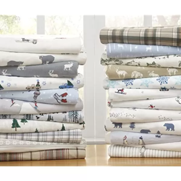 imageEddie Bauer  Queen Sheets Cotton Flannel Bedding Set Brushed for Extra Softness Cozy Home Decor Elk Grove Silver QueenBunkhouse Plaid CharcoalWhite Full Sheet Set