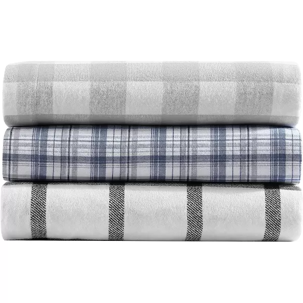 imageEddie Bauer  Queen Sheets Cotton Flannel Bedding Set Brushed for Extra Softness Cozy Home Decor Elk Grove Silver QueenBunkhouse Plaid CharcoalWhite Full Sheet Set