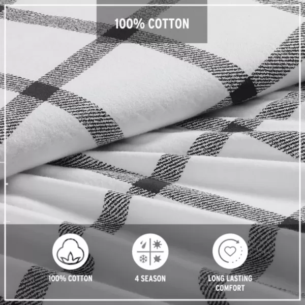 imageEddie Bauer  Queen Sheets Cotton Flannel Bedding Set Brushed for Extra Softness Cozy Home Decor Elk Grove Silver QueenBunkhouse Plaid CharcoalWhite King Sheet Set