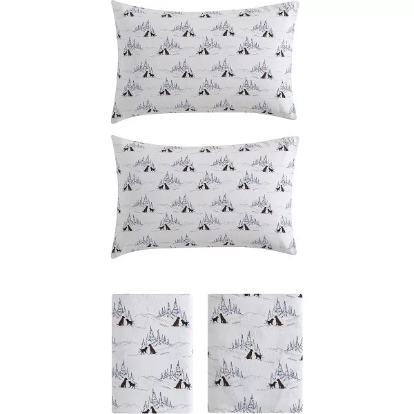 imageEddie Bauer  Queen Sheets Cotton Flannel Bedding Set Brushed for Extra Softness Cozy Home Decor Elk Grove Silver QueenDog Friends White Full Sheet Set