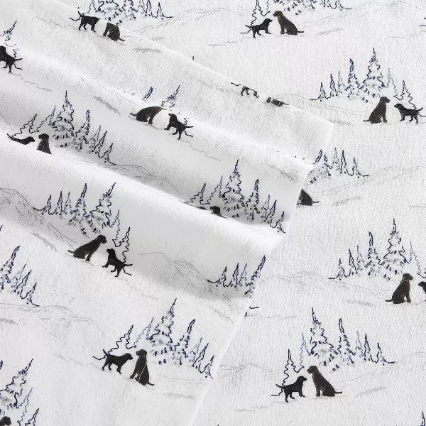 imageEddie Bauer  Queen Sheets Cotton Flannel Bedding Set Brushed for Extra Softness Cozy Home Decor Elk Grove Silver QueenDog Friends White Full Sheet Set