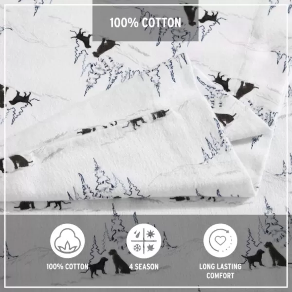 imageEddie Bauer  Queen Sheets Cotton Flannel Bedding Set Brushed for Extra Softness Cozy Home Decor Elk Grove Silver QueenDog Friends White Queen Sheet Set