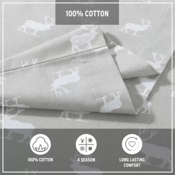 imageEddie Bauer  Queen Sheets Cotton Flannel Bedding Set Brushed for Extra Softness Cozy Home Decor Elk Grove Silver QueenElk Grove Silver Full Sheet Set
