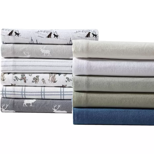 imageEddie Bauer  Queen Sheets Cotton Flannel Bedding Set Brushed for Extra Softness Cozy Home Decor Elk Grove Silver QueenElk Grove Silver Queen Sheet Set
