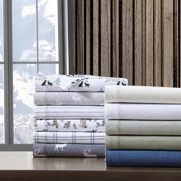 imageEddie Bauer  Queen Sheets Cotton Flannel Bedding Set Brushed for Extra Softness Cozy Home Decor Elk Grove Silver QueenElk Grove Silver Queen Sheet Set