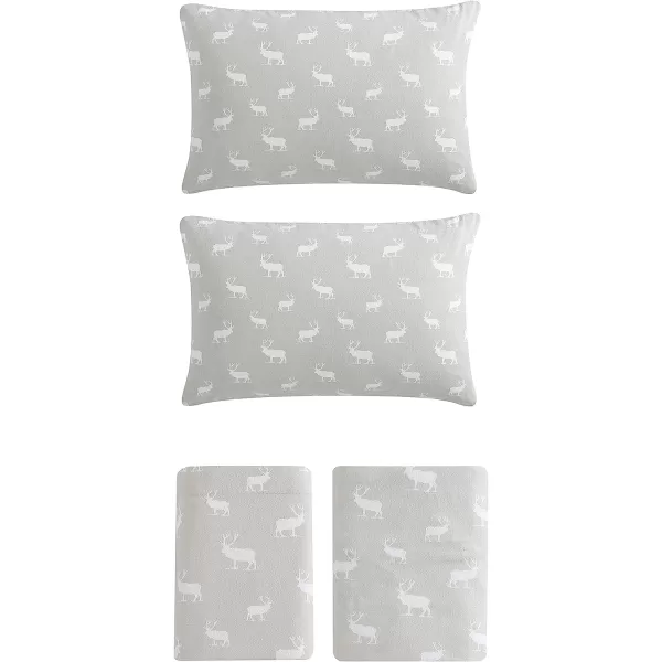imageEddie Bauer  Queen Sheets Cotton Flannel Bedding Set Brushed for Extra Softness Cozy Home Decor Elk Grove Silver QueenElk Grove Silver Queen Sheet Set