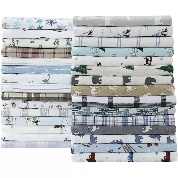 imageEddie Bauer  Queen Sheets Cotton Flannel Bedding Set Brushed for Extra Softness Cozy Home Decor Elk Grove Silver QueenElk Grove Silver Queen Sheet Set