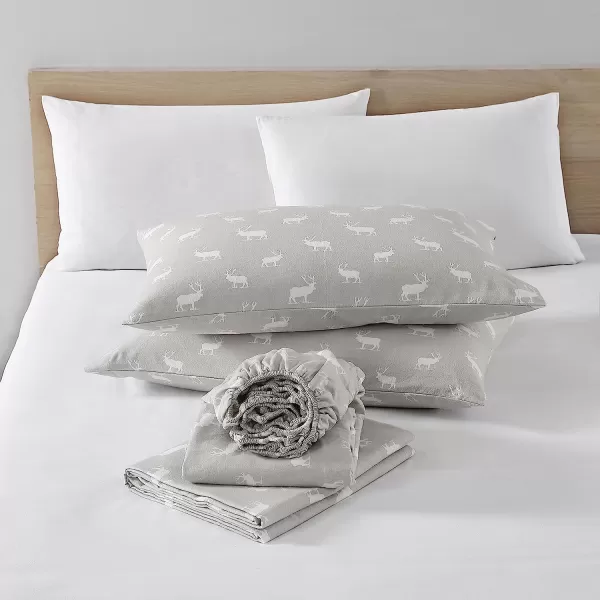 imageEddie Bauer  Queen Sheets Cotton Flannel Bedding Set Brushed for Extra Softness Cozy Home Decor Elk Grove Silver QueenElk Grove Silver Twin Sheet Set