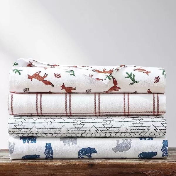 imageEddie Bauer  Queen Sheets Cotton Flannel Bedding Set Brushed for Extra Softness Cozy Home Decor Elk Grove Silver QueenFox Trail Orange King Sheet Set