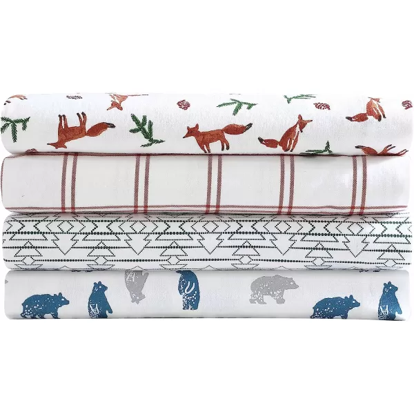 imageEddie Bauer  Queen Sheets Cotton Flannel Bedding Set Brushed for Extra Softness Cozy Home Decor Elk Grove Silver QueenFox Trail Orange Twin Sheet Set