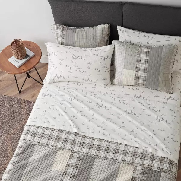 imageEddie Bauer  Queen Sheets Cotton Flannel Bedding Set Brushed for Extra Softness Cozy Home Decor Elk Grove Silver QueenGeese Meadow Full Sheet Set