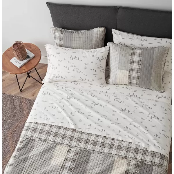 imageEddie Bauer  Queen Sheets Cotton Flannel Bedding Set Brushed for Extra Softness Cozy Home Decor Elk Grove Silver QueenGeese Meadow King US Standard Sheet Set